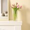 Clear Glass Vase, Glass Flower Vase, Ribbed Glass Vase, Clear Vase, Tall Cylinder Glass Vases for Centerpieces, Living Room, Dining Table, Office, Wedding, Bookshelf Decoration, 9.8 Inches